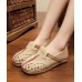 Red Flat Feet Shoes Linen Fabric Casual Hollow Out Flats