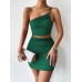 Amazon cross-border design niche one-shoulder drawstring dress women's summer hollow hip-covering suspender dress short skirt