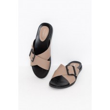 Roe Taupe Cross Over Buckle Slide