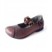 Chocolate Cowhide Leather Buckle Strap Loafers For Women