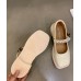 Beige Flats Faux Leather Boutique Buckle Strap Flat Feet Shoes