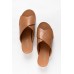 Loui Tan Leather Cross Over Slide