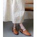 Casual Pointed Toe Flat Shoes For Women Pink Brown Cowhide Leather